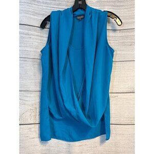 Vince Camuto Blue Sleeveless Draped Blouse Size S